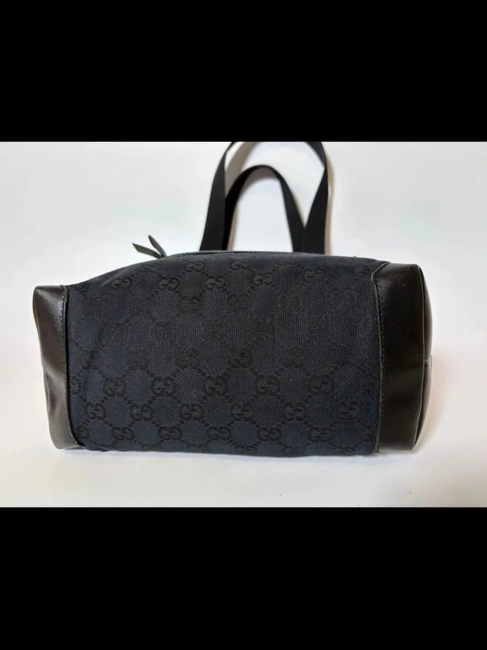 Gucci Black Monogram Canvas Tote with Front Zip Pocket